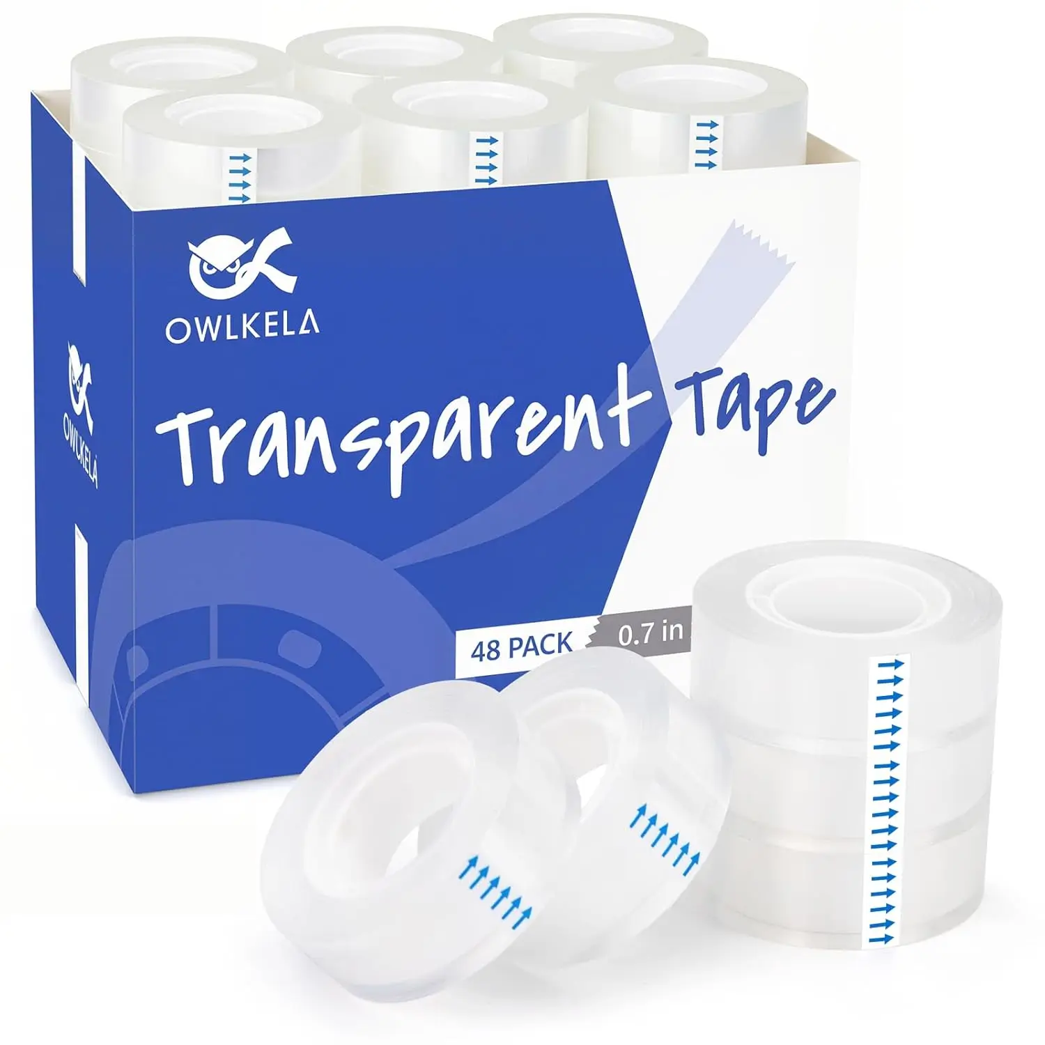 

48 Rolls Transparent Tape Refills, Clear Tape, All-Purpose Transparent Glossy Tape for Office, Home, School