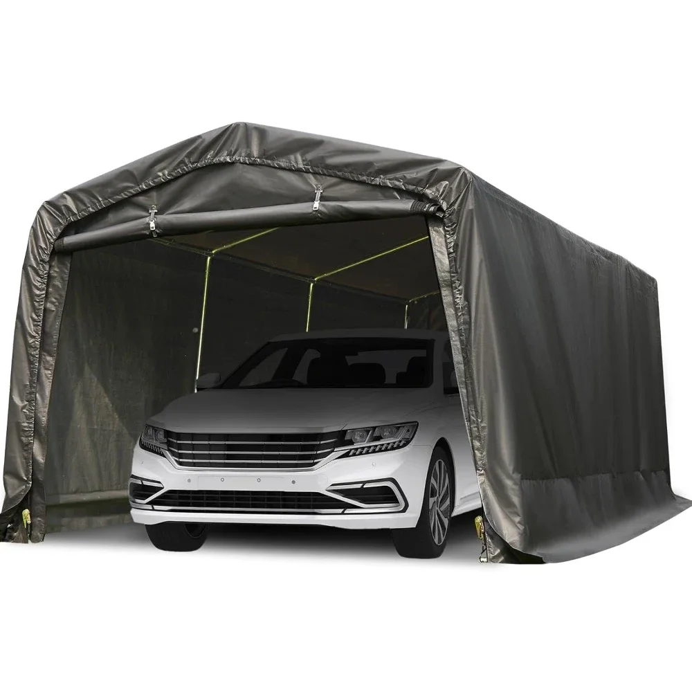 

Heavy Duty Anti-Snow Carport for SUV, Full-Size Truck and Boat, Outdoor Car Canopy Boat Shelter with Reinforced Ground Bars