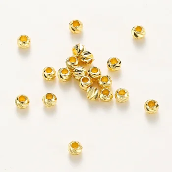 Acessórios de joias diy 14k/18k banhado a ouro listrado contas de flores 2.5/3/4/5/6mm contas espaçadoras material de miçangas à mão em massa