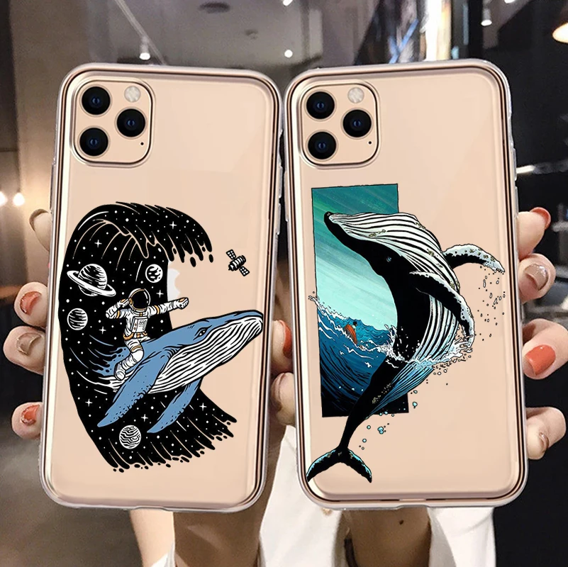 Luxury killer whale Phone Cover For iPhone 11 12 13 14 15 16 Pro Max 16 15 14 Plus 12 13 Mini Clear Soft Silicone TPU Case