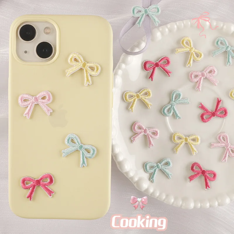 

5pcs Embroidery Label Patch Sticker Bow DIY Mobile Phone Case Back Stickers Accessories Embroidery Cloth Sticker