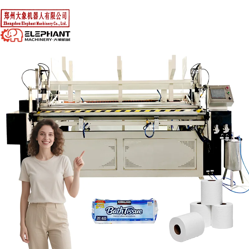 Customized Full Automatic Toilet Paper Rewinding Machine With Touch Screen Operation For High Volume Production Toilet Paper Mak