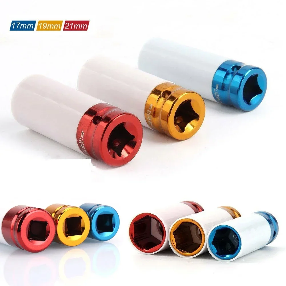 15/17/19/21mm Sockets Pneumatic Wrench 1/2 Inch Square Drive Tire Screw Hexagonal Tire Protection Sleeve Nut Socket Hand Tools