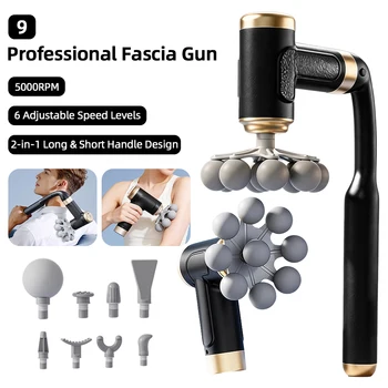 2-IN-1 Long Short Handle Fascia Gun 9 Heads High Frequency Vibration Multi Functional…