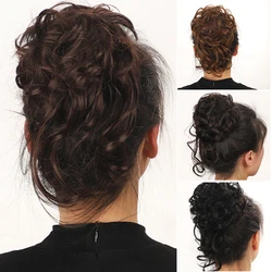 Synthetic Messy Hairs Bun Curly Donut Chignon with Elastic Band Hair Extensions Fake Wigs for Women Diademas Para El Pelo Mujer