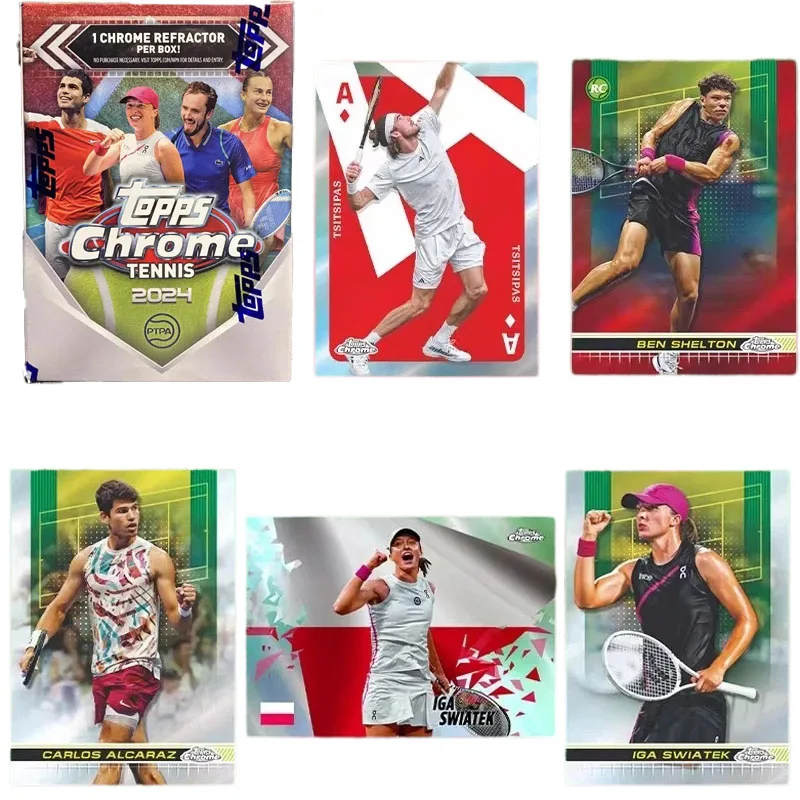 

Официальные коллекционные карточки Topps Chrome Tennis Value Box 2024: Теннисные гранаты, коллекционные карточки, звездные карточки, праздничные подарки