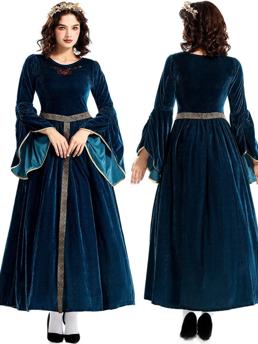 中世コスチューム 中東女王衣装 レトロ宮廷舞踊コスプレ ベルスリーブ 女性用民族衣装 ステージ衣装 ポリエステル 春 2024