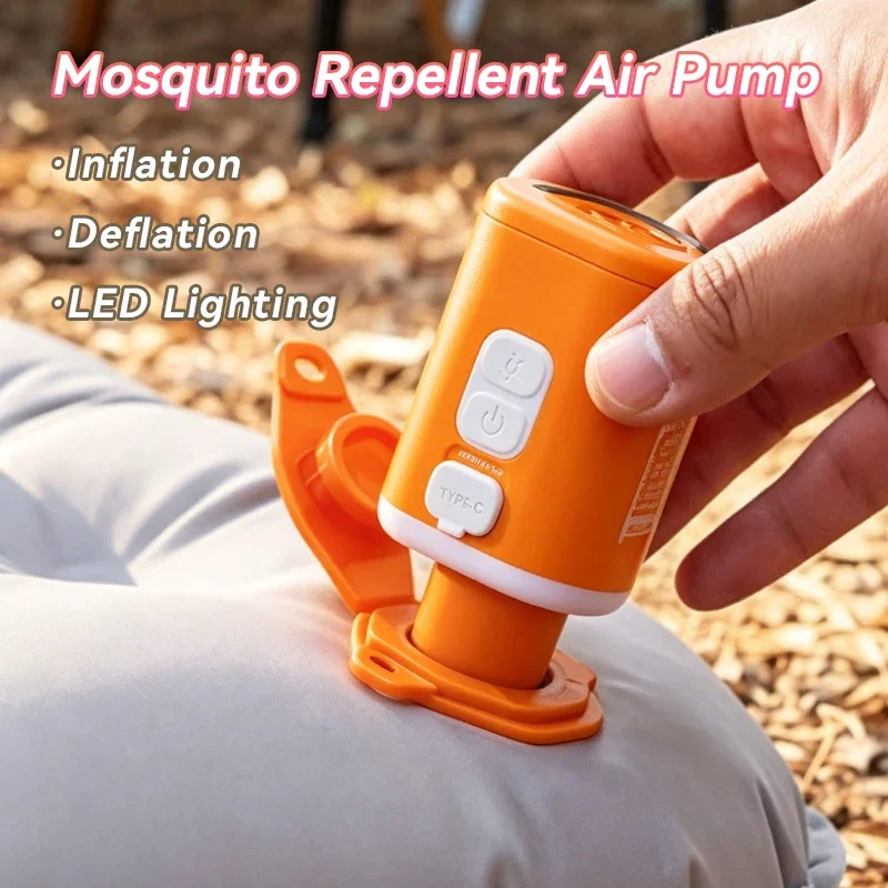 WESTTUNE Mini Inflator Pump Portable Electric Air Pump with Inflation/Deflation/Lighting/Mosquito Defense for Outdoor Camping