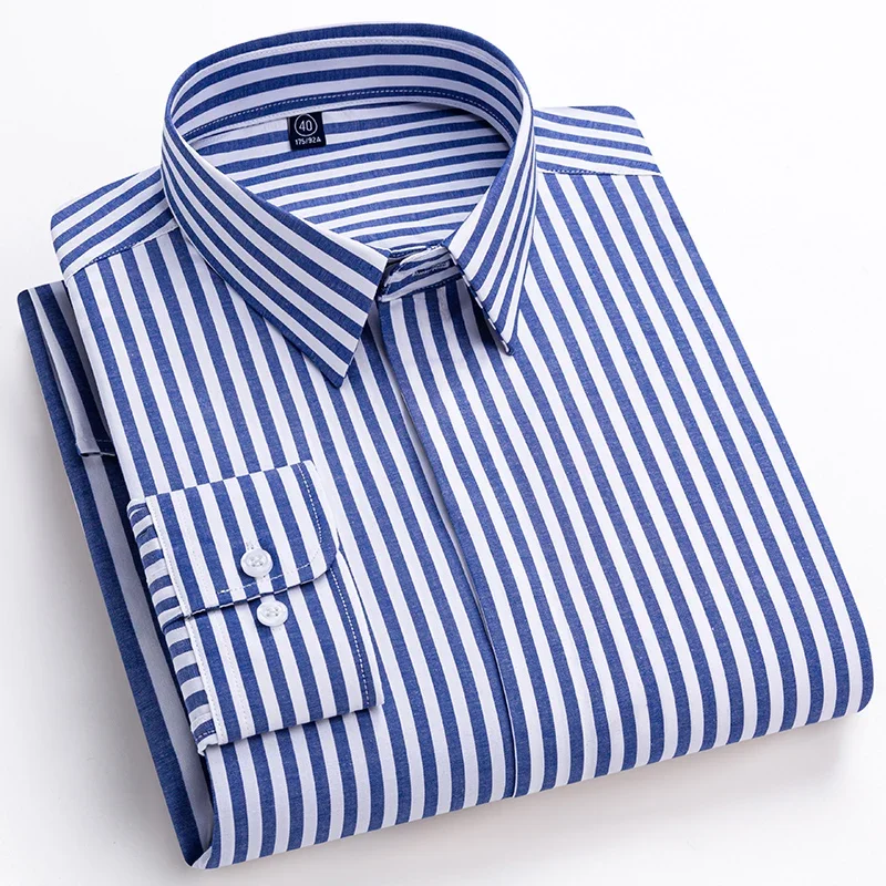 New in shirt Hight qulity 95%cotton long sleeve shirts for men slim fit formal plain shirt soft office business striped clothes