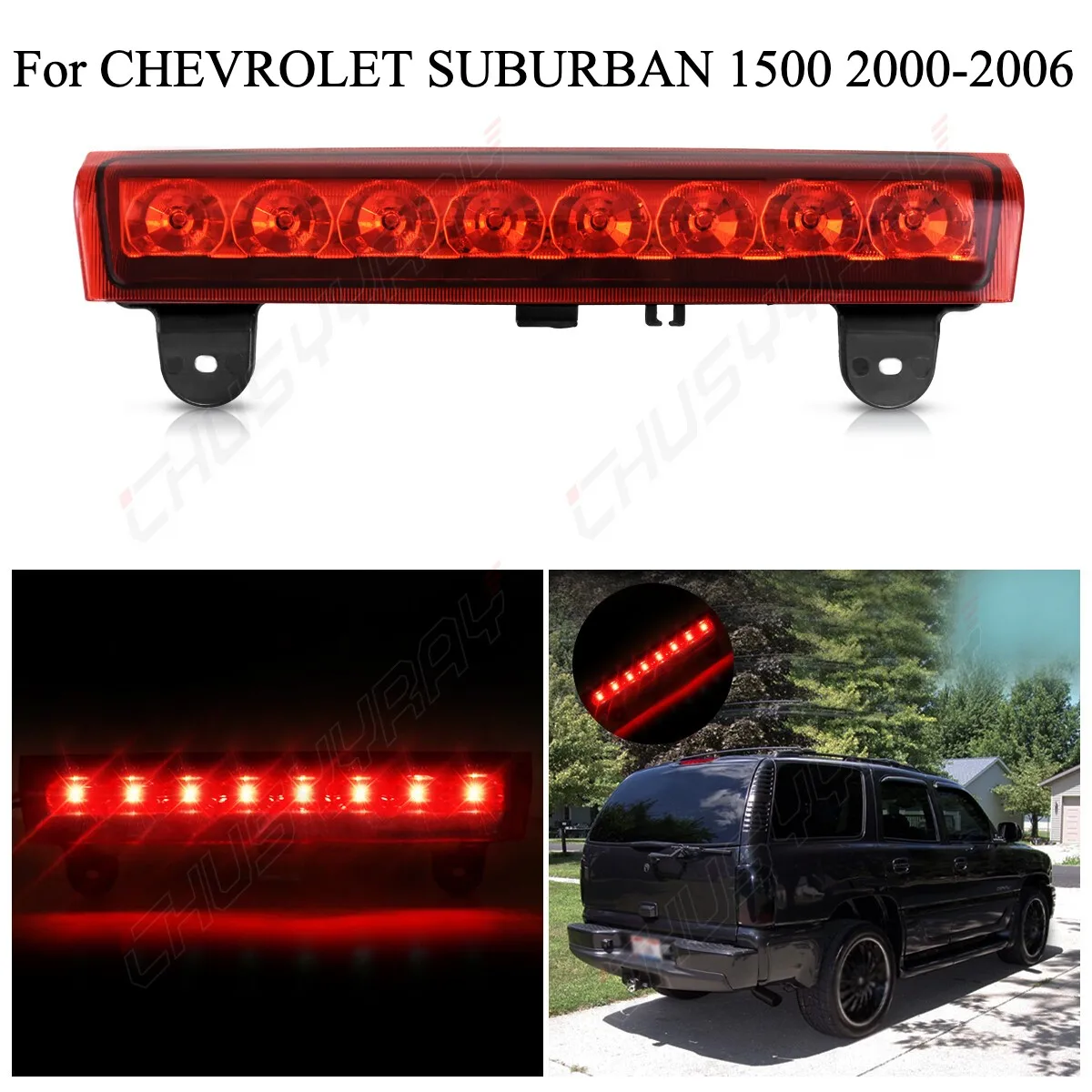 LED 3rd Brake Lamp 15571190 Direct Replacement Fits 00-06 Large Utility SUV High Mount Tail Stop Light Assembly Smoke/Red Lens