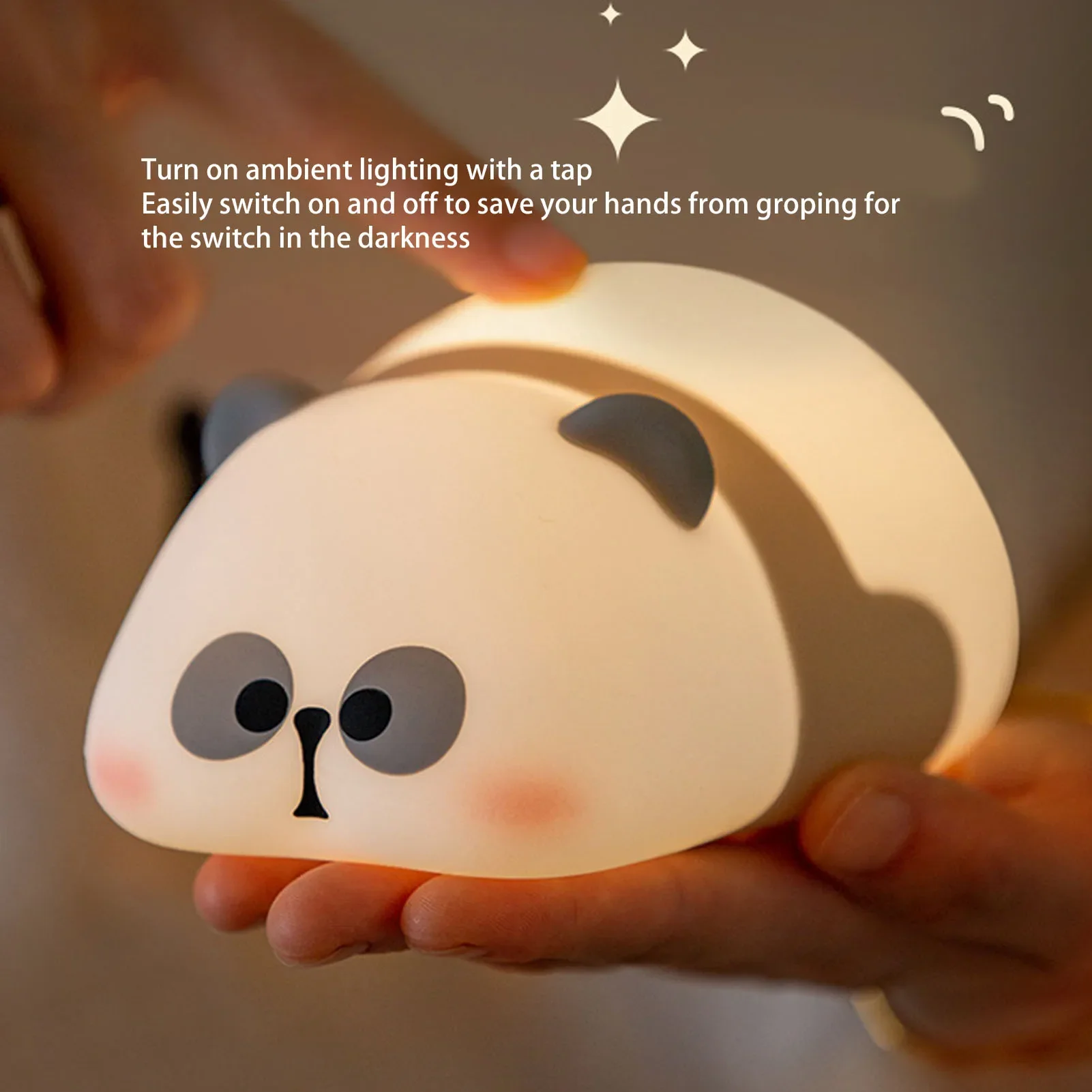 Cute Panda Animal Touch Lamp Soft LED Lighting Rechargeable Table Lamp Nursery Night Light for Bedroom