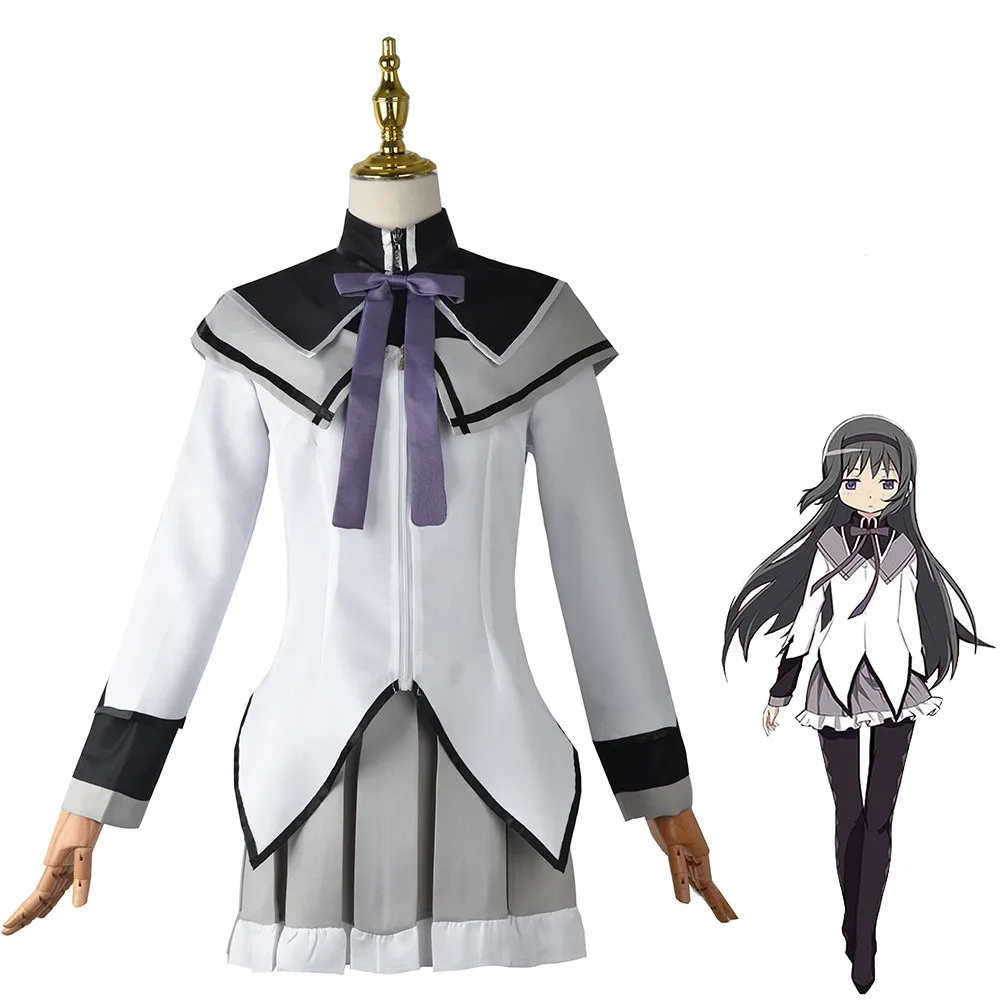 Anime magische Mädchen Puella Magi Madoka Magica Akemi Homura Kaname Madoka Cosplay Kostüm Mahou Shoujo Perücke Kampfanzug Kleid Rock