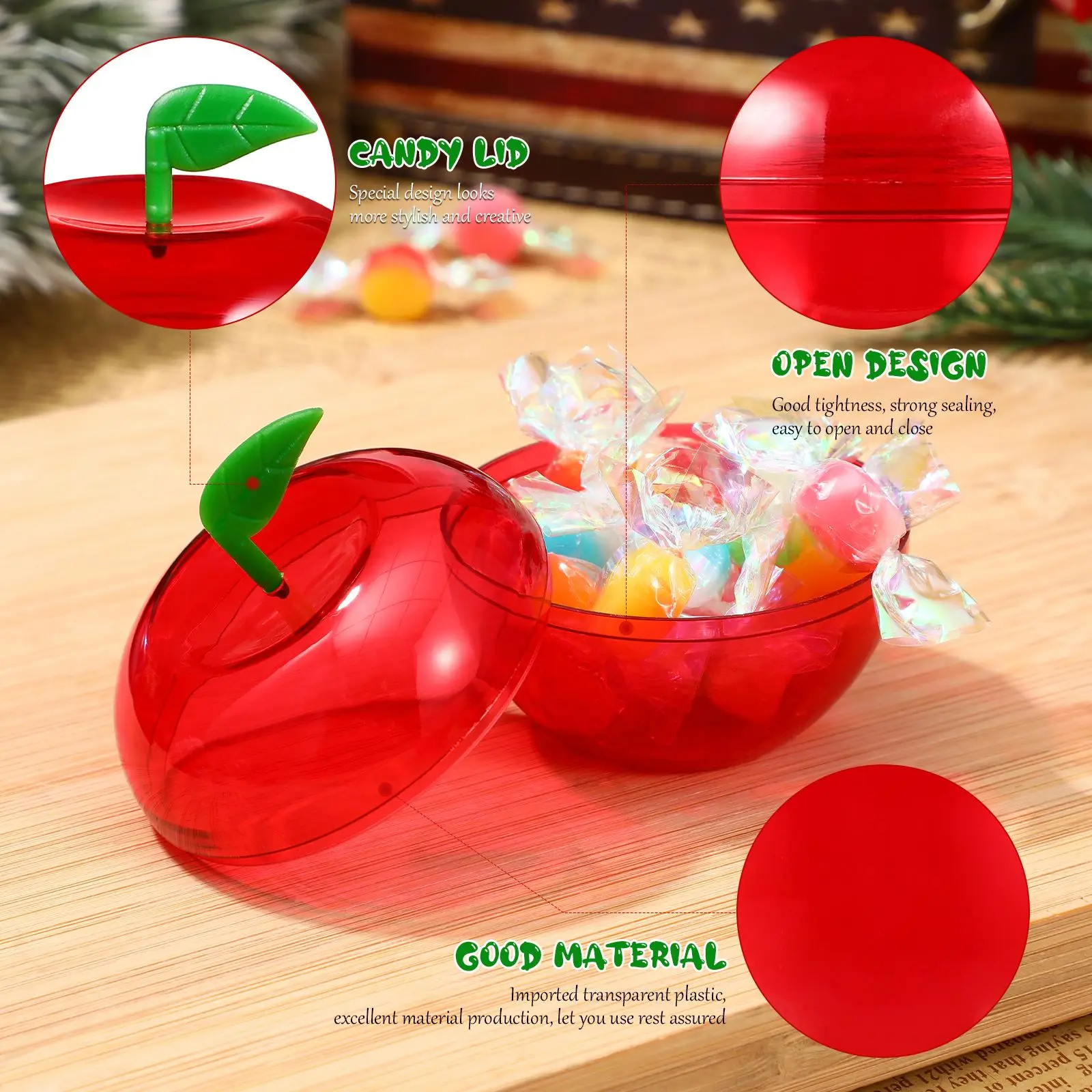 12pcs Red Apple-shaped Candy Box Chocolate Container Packaging Storage Box DIY Wedding Christmas Gifts Box Party Supplies Favor