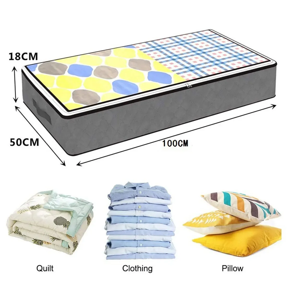 2PCS Under Bed Box Moisture-proof Organizing Bag Shoes Duvet Container Home Clothes Organizer Covered Large-capacity Storage Bag