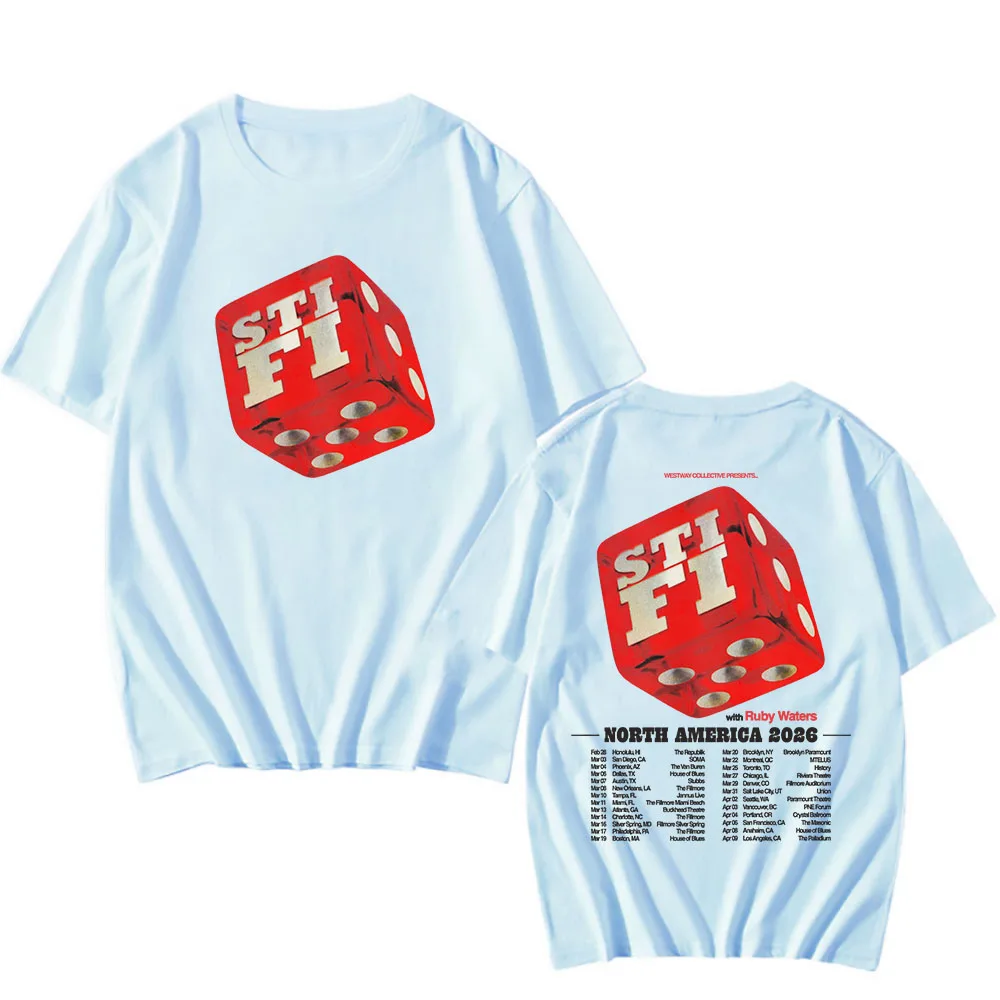 STI FI Sticky Fingers جولة أمريكا الشمالية 2026 تي شيرت للجنسين ملابس الشارع الشهير القطن قصير الأكمام الذكور بلايز الموضة الجرافيك تيز