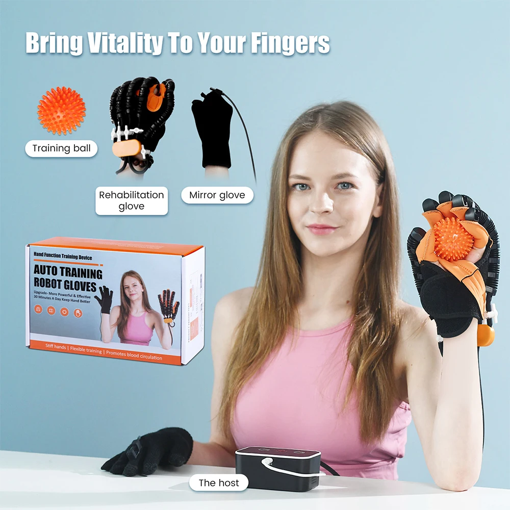 Upgraded Left Right Hand Massage Rehabilitation Robot Gloves Device for Stroke Hemiplegia Hand Function Recovery Finger Trainer