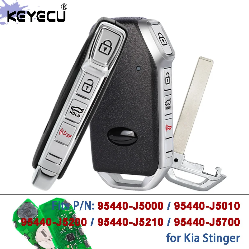 KEYECU 95440-J5000 95440-J5010 95440-J5200 J5210 95440-J5700 433 MHz ID47 Chip Smart Chiave A Distanza Fob per Kia Stinger 2017-2022