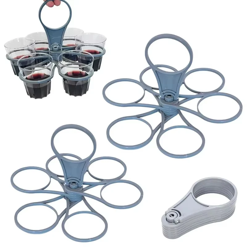 Wiederverwendbarer Getränketräger, faltbar, 6 Schichten, wiederverwendbarer Getränkehalter mit Griff außen, tragbare Kaffeetassenständer, Bar-Werkzeug für Party