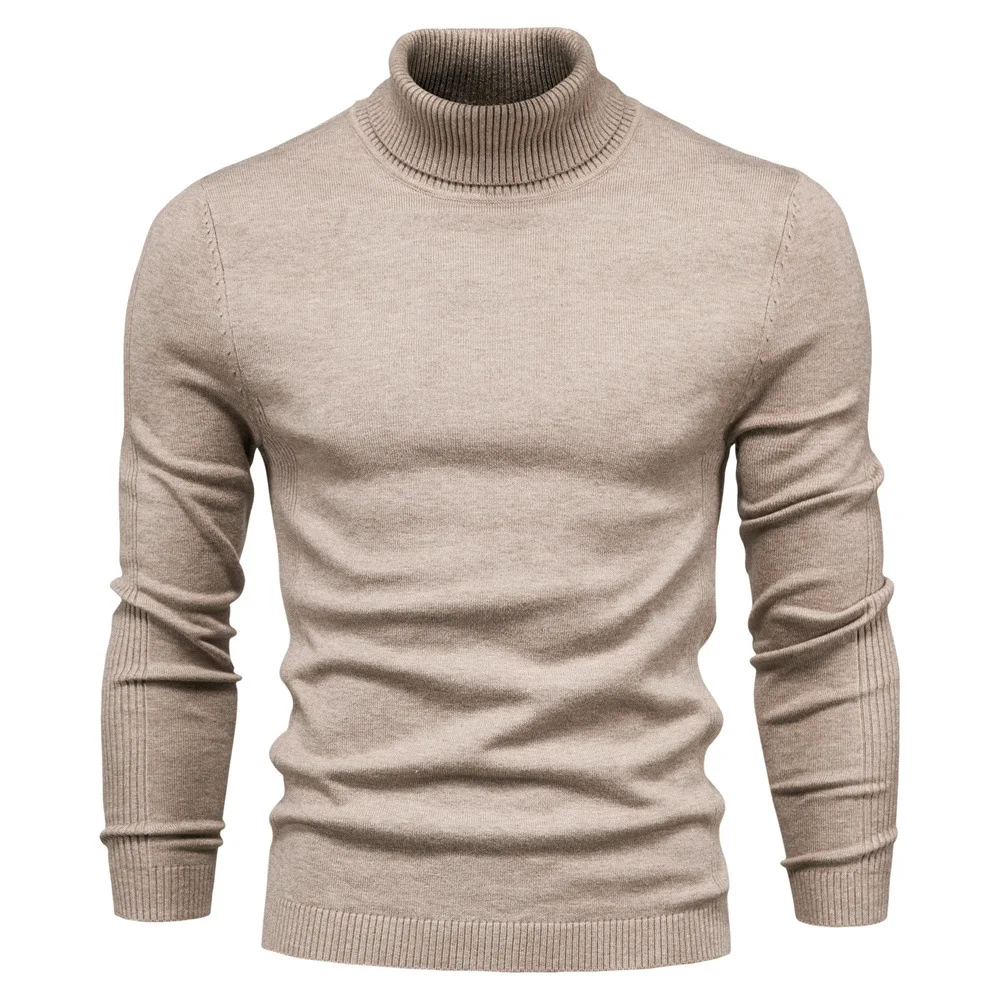 turtleneck Sweater Men's Pullover Winter Casual Turtle Neck Solid Color Quality Warm Slim Turtleneck Sweaters Pullover Men