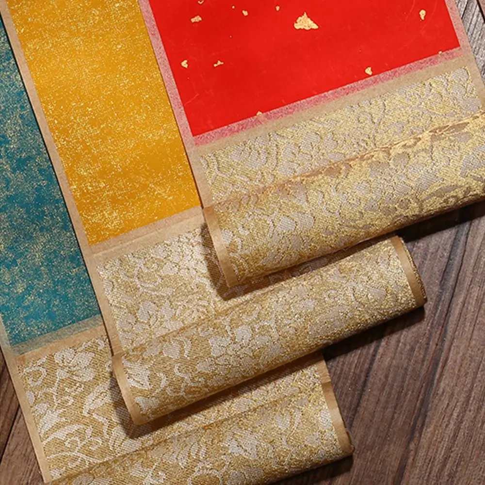 Painting Drawing Paper Gilded Rice Paper Scroll Self-made Gifts Chinese Style Mini Batik Trumpet Scroll Blank Hanging Scroll
