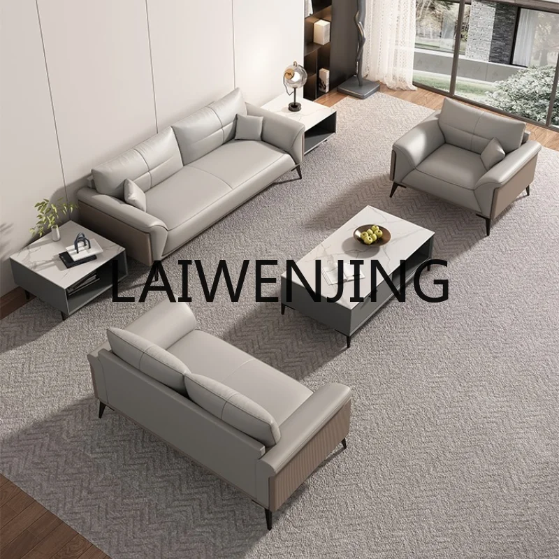 Genuine Leather Business Rest Area VIP Reception Meeting Sofa and Tea Table Combination Suit