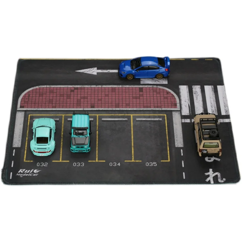 Diecast 1:64 Model Car Parking Lot Mouse Pad Static Scene Display Collection Toys for Boys Gift