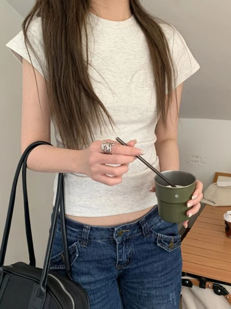 T-shirts Women Casual Vintage Summer New Hotsweet Female Korean Style Minimalist All-match Tops O-neck Prevalent Streetwear Ins
