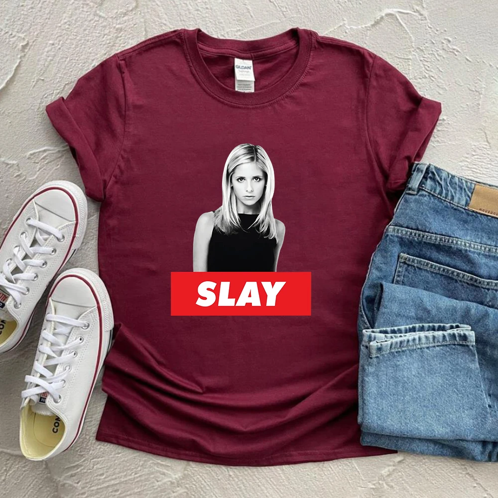 Buffy The Vampire Slayer T-Shirt Intage Buffy Vampire Graphic Tee Demon Hunter Shirt Sunnydale High Tees Tv Show Fans Gift Tops