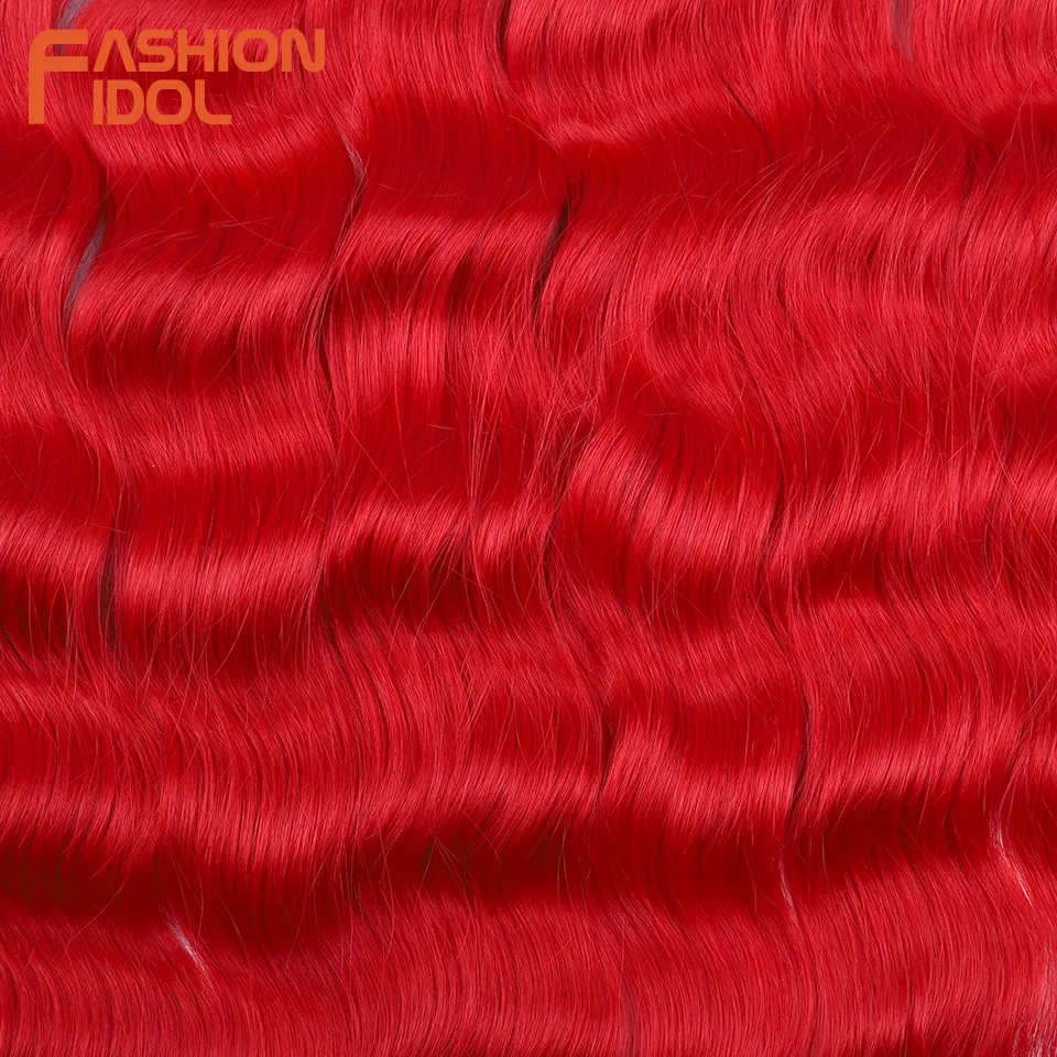 Lena Red Crochet Hair Synthetic Water Wave Braiding Hair Extensions 24 Inch Crochet Braid Hair High Temperature Fiber Fake Hair