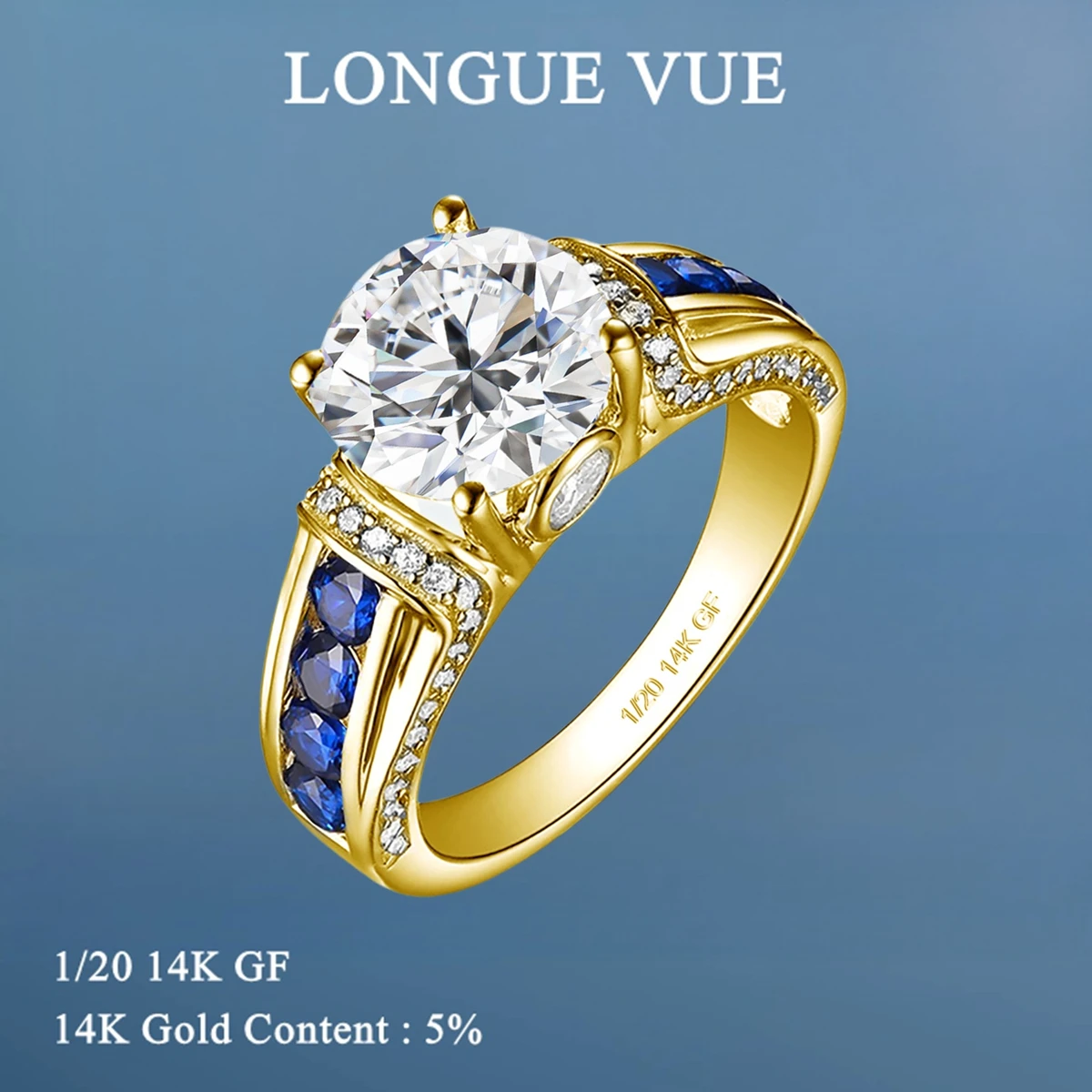 

2CT 14K Gold Filled Brilliant Moissanite Wedding Rings for Women Engagement Jewelry Newly Designed