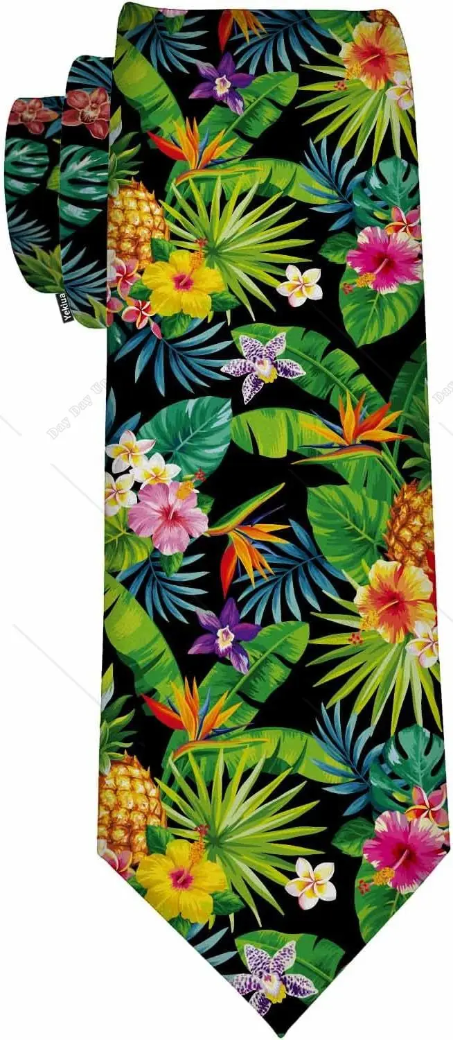 

Tropical Palm Pineaaple Hawaii Style Men's Ties Neck Tie Party Business Wedding Formal Fashion Necktie Print