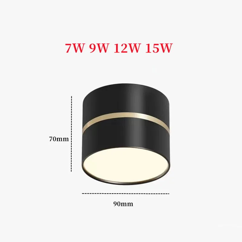 ไฟดาวน์ไลท์ LED หรี่แสงได้ติดพื้นผิวแบบนอร์ดิก7W 9W 12W 15W 110V 220V ไฟสปอตไลท์ปลอกหมอน