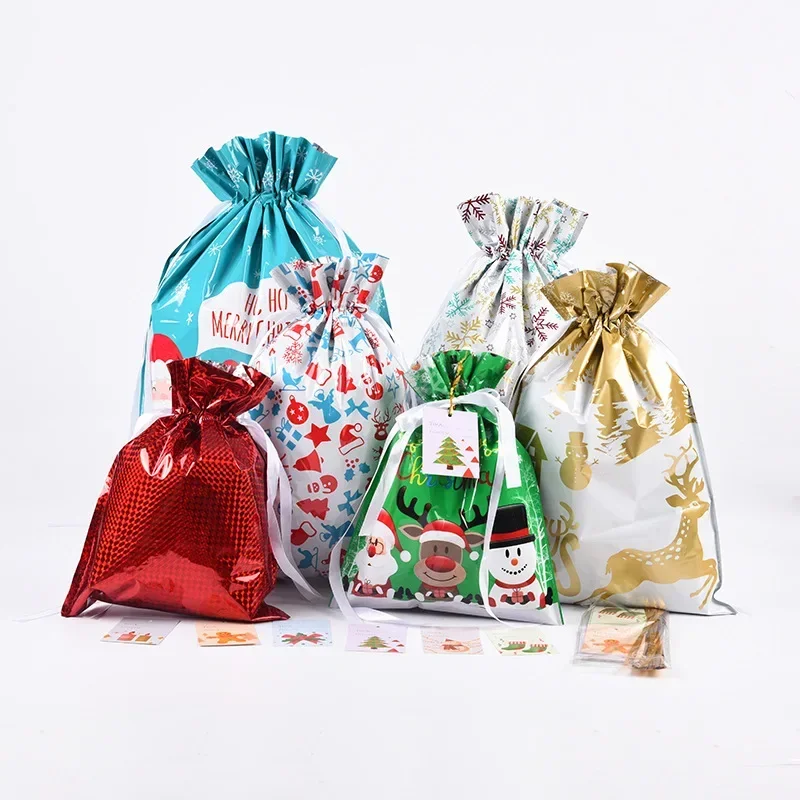 

Christmas Gift Bag Pouches Extra Large New Year Gift Candy Bags Laser Printing for Christmas Package Decoration PE Xmas Bag