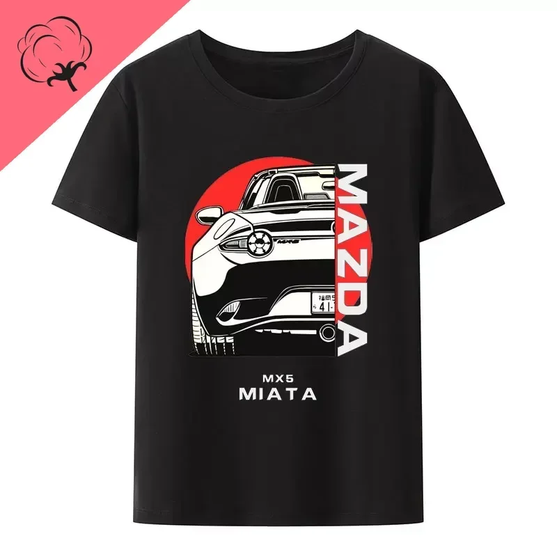 Initial D JDM MIATA MX5 Theme 100%Cotton Y2k T Shirt Graphic Shirts Men Clothing Summer Fashion Gym Short Sleeve Streetwear Tops