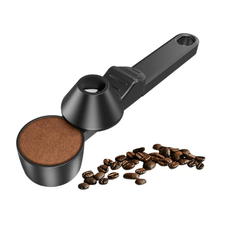 2 in 1 Coffee Measuring Scoop with Funnel Dual Purpose Coffee Powder Bean Quantitative Spoon Portable Handheld Coffee Dosing