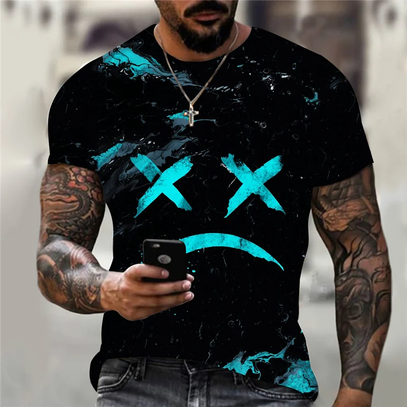 HOT new 2024 3D digital multi-expression printed men\'s short-sleeved sports summer T-shirt plus size xxs-6xl