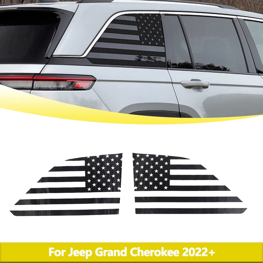

Rear Window Stickers Glass Decoration Cover for Jeep Grand Cherokee 2022-2024 U.S. Flag Decal Carbon Fiber Exterior Accessories