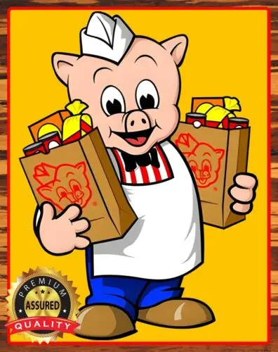 Piggly Wiggly - Mascot - Restored - Metal Sign