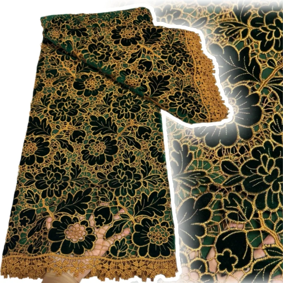 

Бархатное кружево, роскошный дизайн, африканский нигерийский шнур, кружевная ткань, высокое качество, гипюровое бархатное французское кружево для свадебного платья 5Y TP1630
