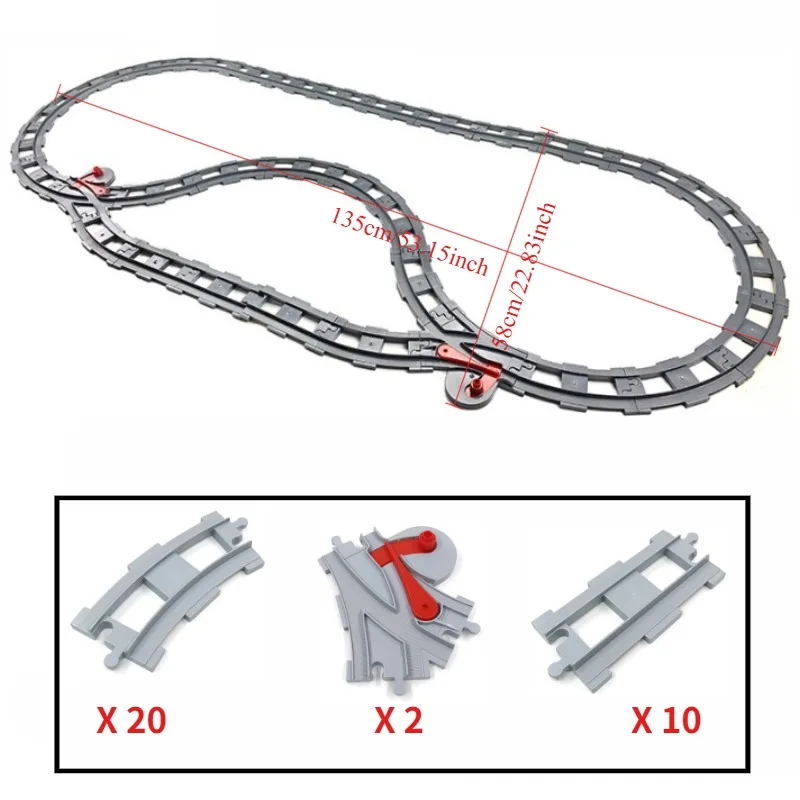 Urban Transportation Series Building Block Components Train, Railway Track Curved Track Straight Track and Branch Track Models