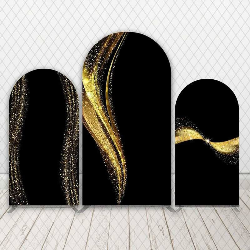 

LS Arch Background Custom 2-Sided Black Marble Birthday Party Wedding Bridal Shower Cover Chiara Decor Photo Backdrop
