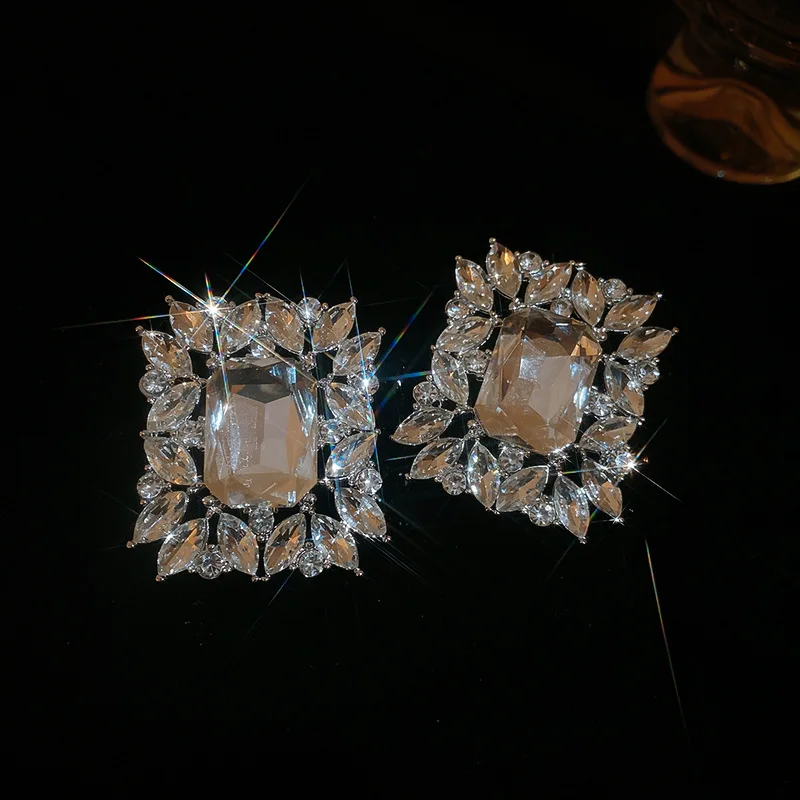 2 Pcs Rhinestones Square Leaf Multi-layer Necklaces Set