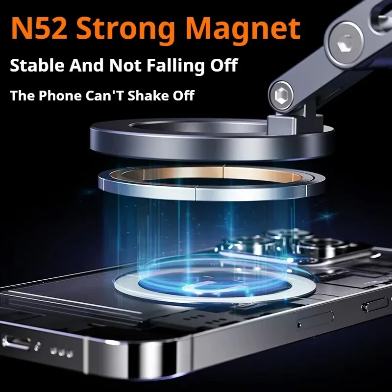 X53 Rotatable Folding Vacuum Suction Mag Phone Holder, Hands‑Free Stand for Car Navigation, Gym, Kitchen & Streaming