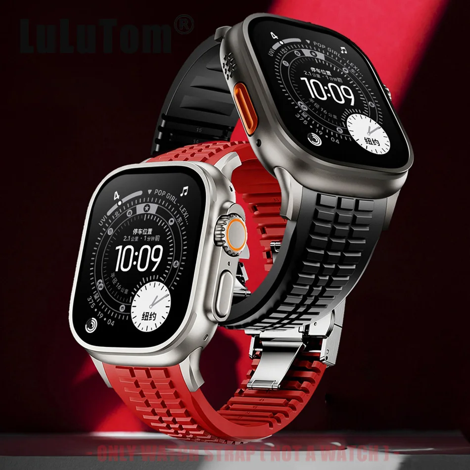 

Liquid Silicone Sports Band for Apple Watch 11 10 9 8 7 3 2 1 SE Strap Iwatch Series 42 44 45 46 49mm Replacement Band Men Women