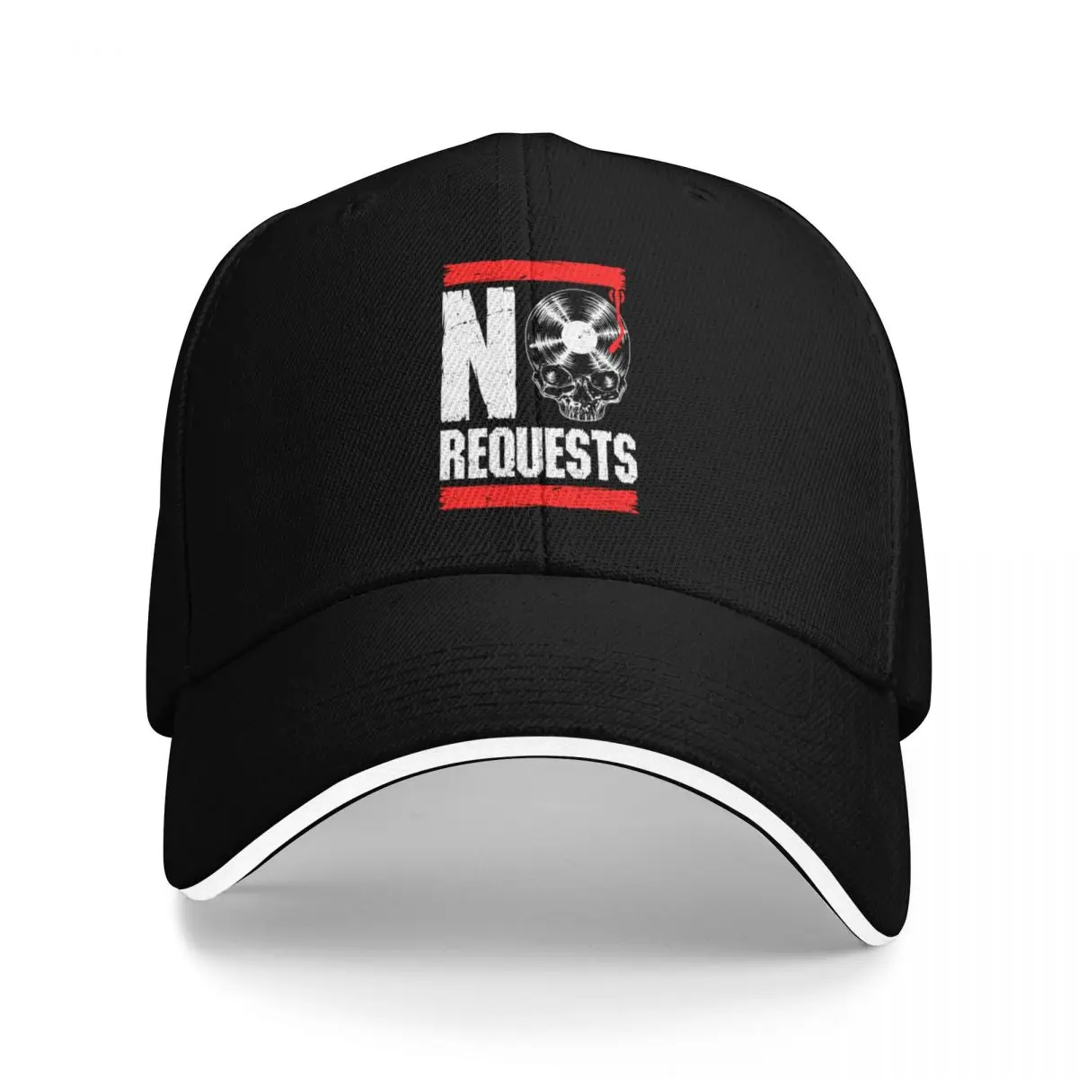 No Requests DJ Turntable Vinyl Record Gothic Skull Baseball Cap Golf Hat Beach Hat Luxury Brand Girl Men's