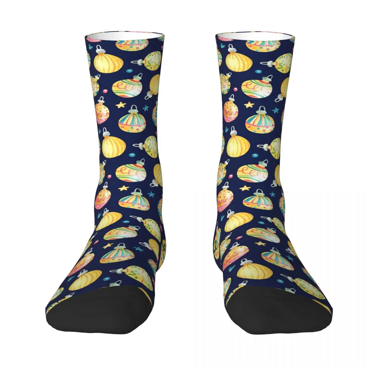 Watercolor Seamless Pattern With Shining Gold Christmas Baubles Adult Socks,Unisex socks,men Socks women Socks