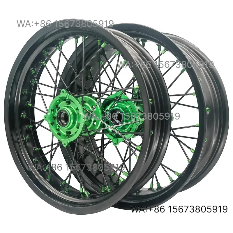 For  Wmwmnu 17 Inch Aluminum Alloy Motard Wheels Custom Rims Supermoto Wheel Set  KX 250 450 KAWASAKI
