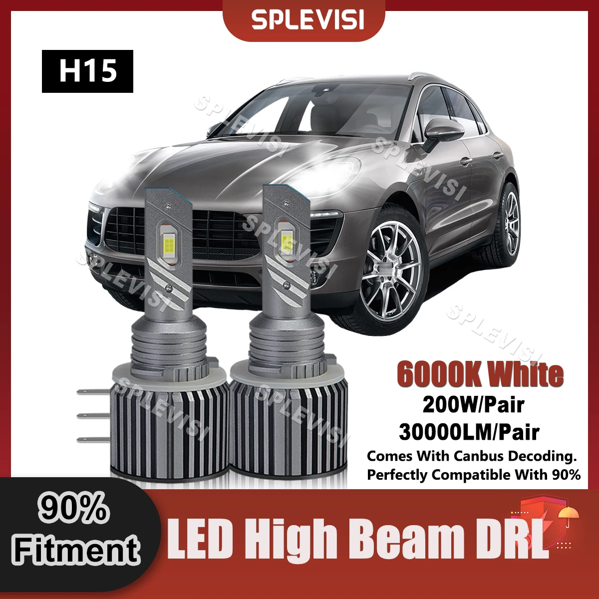 

1 Pair H15 LED High Beam/DRL Day Running Light Canbus For Porsche Macan 95B 2014 2015 2016 2017 2018 2019 2020 2021 Car Lamp