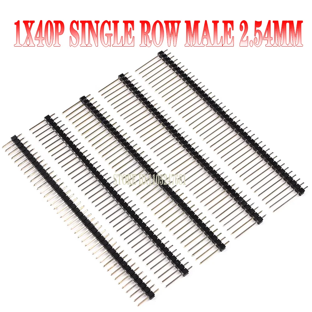 10pcs 1x40 Pin Single Row Male 2.54mm Pitch 11mm/15mm/17mm/21mm/25mm Long Pin Header Connector Strip 1x40pin 1*40 40p 40pin