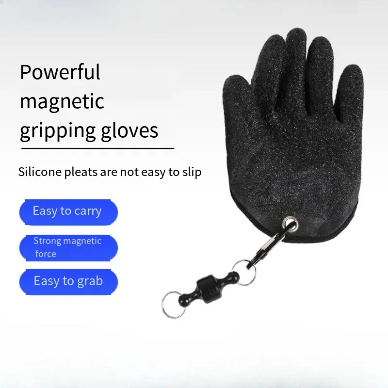 Fishing Magnetic Buckle Gloves,Anti Sting and Anti Slip Silicone PE Wire Woven Gloves,Fishing Tools, Fishing Finger Protector